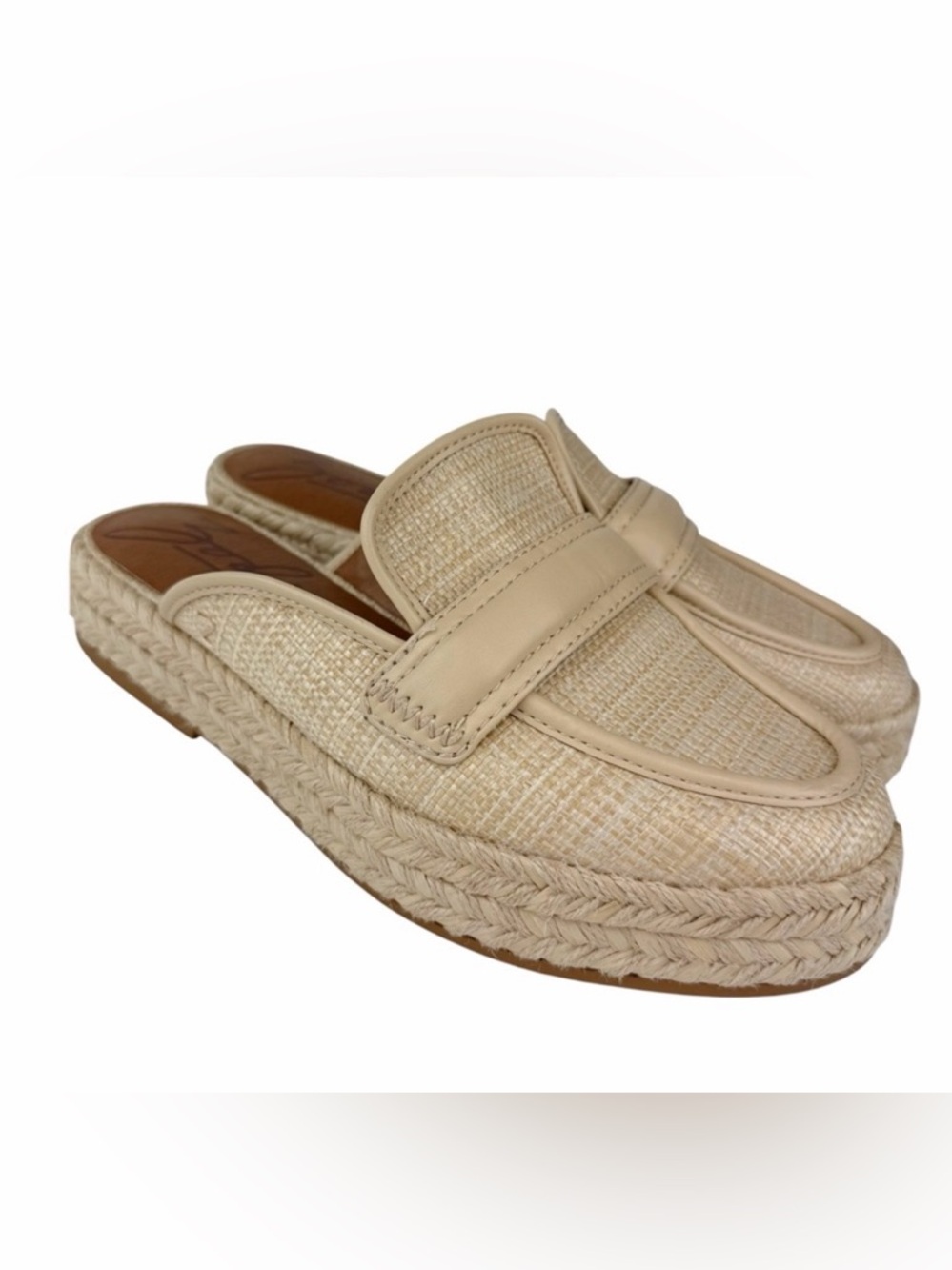 Zodiac Gizelle Platform Mules Natural Tan Slip On Shoes Women’s Size 11